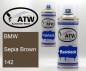 Preview: BMW, Sepia Brown, 142: 400ml Sprühdose + 400ml Klarlack - Set, von ATW Autoteile West.